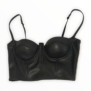Black Leather Bustier Top